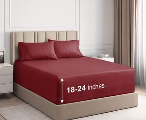 Ensemble de draps super doux 100% polyester, 1800 fils, draps égyptiens de luxe, adaptés aux matelas de 18 à 24 pouces - Product Image 6