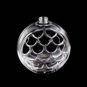 Hoogwaardig Creatief Rond Afgebakende Geurstof In Reliëf, Luxe Cosmetica Flesverpakking Kristal Parfum Glazen Fles