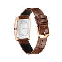 Montre à quartz minimaliste pour femme, forme tonneau, boîtier entièrement incrusté de diamants, cadran Hangzhou, chiffres romains, bracelet en cuir noir tendance
