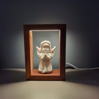 Statue d'ange catholique Style religieux lumière en bois décoration chrétienne lampe de Table en bois avec Statue en résine pour maison et église