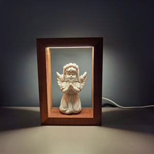 Estatua de Ángel, estatua de madera de estilo religioso, luz de decoración, lámpara de mesa de madera con estatua de resina para el hogar y la Iglesia - Product Image 2