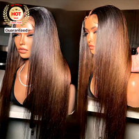 Peluca de Cabello Humano Liso Vietnamita 13x6 HD sin Pegamento, de Alta Calidad, con Color Degradado, para Mujer, Peluca de Cabello Virgen 13x4