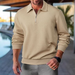 American vintage heavyweight autumn sweater jacquard <strong>long</strong>-sleeved half-zipper men's top sweatshirt men pullover hoodie - Product Image 1
