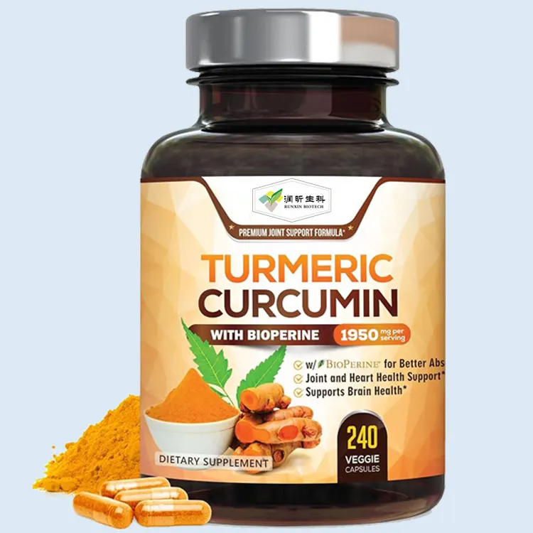 Bioperine curcuminoids doanh hỗ trợ nước hòa tan bổ sung nghệ chiết xuất từ rễ 95% Curcumin viên nang