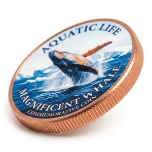 Pièce de monnaie en cuivre abstraite personnalisée de 1 once, motif baleine leviathan, géants majestueux des grands fonds océaniques, sagesse douce, pour musées marins - Product Image 3