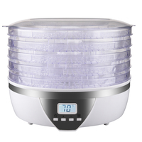 Dehidrator Makanan Profesional BAIYI 350W 5 Tray dengan Thermostat Digital Timer 70C Rendah Kebisingan untuk Buah, Bunga/Rempah, Daging Sapi