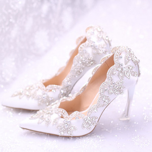 Chaussures de Mariage pour Femme, Haute Qualité, Élégantes, en Dentelle Blanche avec Cristaux, Chaussures de Mariée Formelles pour Femmes - Product Image 4