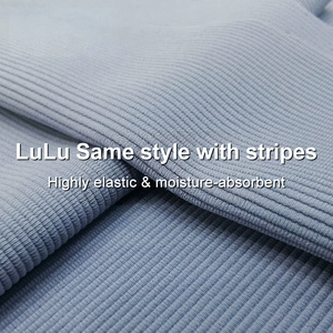 Tissu côtelé en nylon et élasthanne style Lulu, 310 GSM, 150 cm, haute extensibilité, anti-humidité, à rayures esthétiques, pour vêtements de yoga et de sport - Product Image 3
