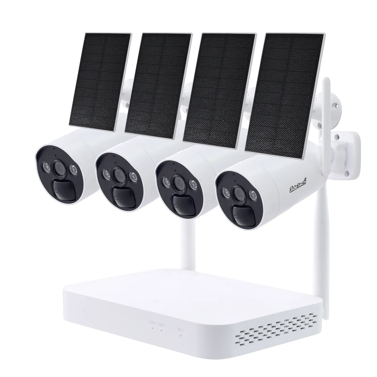 JideTech-Kit de système de sécurité extérieur 4mp 4ch, vision nocturne basse consommation, caméra solaire CCTV