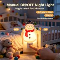 Décorations de Noël en plastique ABS, bonhomme de neige, lumière LED nocturne, éclairage décoratif à brancher, décoration de maison pour les fêtes, lumière douce et chaude, lampe féerique