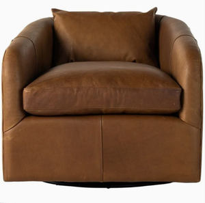 <span class=keywords><strong>Fauteuil</strong></span> pivotant moderne brun <span class=keywords><strong>foncé</strong></span> pour salon, bureau à domicile, appartement ou hôtel, fabriqué en <span class=keywords><strong>cuir</strong></span> véritable - Product Image 1