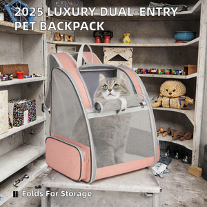 Luxury Collapsible Oxford Pet Carrier <b>Backpack</b> with Dual Entry Zipper Design <b>Animal</b> <b>Print</b> for Dogs Travel Hiking Outdoor Use - Product Image 2
