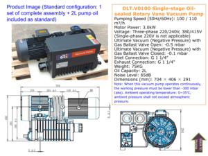 DLT V0100 Ölgedichtete Drehschieber-Vakuumpumpe 100-110m³/h <span class=keywords><strong>3</strong></span>,0kW 4PS Dreiphasig 60Hz Maschinenbau OEM - Product Image 3
