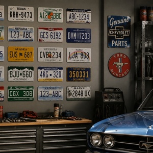Plaques d'<span class=keywords><strong>immatriculation</strong></span> en aluminium répliques personnalisées et uniques ; panneaux métalliques avec des motifs des États-Unis ; décoration murale et cadeaux - Product Image 2
