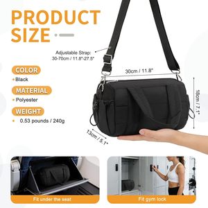 Bolsa Deportiva Mini de Poliéster para <span class=keywords><strong>Mujer</strong></span>, 5"L <span class=keywords><strong>X</strong></span> 7"W <span class=keywords><strong>X</strong></span> 12"H, con Correa Ajustable, Resistente al Agua, Diseño Compacto, Color Negro - Product Image 3