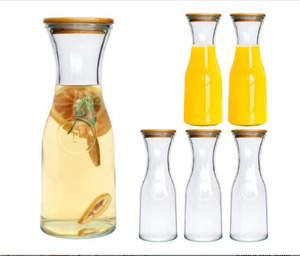 <span class=keywords><strong>Carafe</strong></span> en verre de 35oz avec couvercle en bois, adapté au thé aux fruits et à l'<span class=keywords><strong>eau</strong></span> potable - Product Image 1