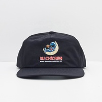 Topi Snapback 5 Panel Tanpa Struktur Anti Air Warna Hitam untuk Lari dan Aktivitas Luar Ruangan, Bahan Nilon Lembut di Bagian Depan, Logo Bordir Kustom, Cepat Kering