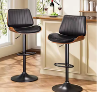 Tabourets de bar pivotants réglables en hauteur, en cuir noir, design moderne et écologique, pour extérieur, chambre, cuisine et café - Vente en gros