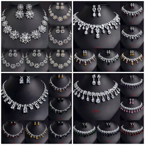 250928 Conjuntos de Joyería de Lujo para Banquete de Bodas Venta al por Mayor Estilos Múltiples de Collar y Aretes de Circonita Cúbica para Mujer Joyería de Moda - Product Image 5