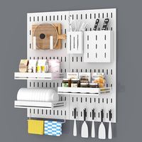Organisateur mural en plastique pour bureau avec crochets de rangement, à un seul niveau, pour la maison et la salle de bain