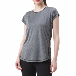 Ropa deportiva de corte regular, camiseta de tela suave para mujer, jersey de cuello redondo, camisetas transpirables de secado rápido de alta calidad para mujer - Product Image 1