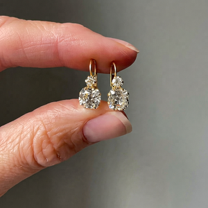 2CT Cushion Cut Lab Grown <b>Diamond</b> <b>Earrings</b>, IGI Certified E VS1 <b>Diamond</b> Drop <b>Earrings</b>, 14K White Gold <b>Dangle</b> <b>Earrings</b>, hoop earr - Product Image 1