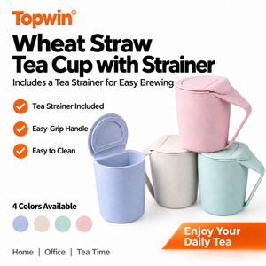 Creative Slant Mouth Wheat Straw Tea <b>Mug</b> with Flip Lid Eco-friendly Reusable Drinking Cup for Home Office Tableware - Product Image 1