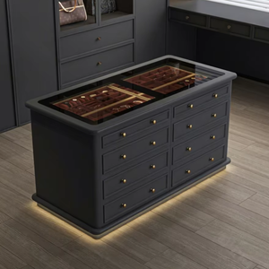 Armoire îlot de <span class=keywords><strong>dressing</strong></span> de style français moderne et luxueux, meuble à bijoux, ton crème, pour salon et chambre, en bois massif - Product Image 1