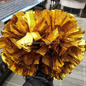 Pompons de cheerleading métalliques personnalisés en gros, pompons holographiques scintillants néon pour les écoles et les équipes All-Star - Product Image 2