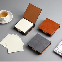 Boîte à notes autocollantes en cuir PU, bloc-notes 3D, étui de rangement, porte-post-it carré, logo personnalisé, papeterie de bureau