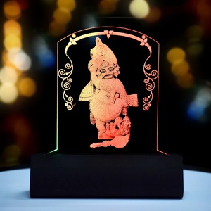 Meilleure Qualité - Effet d'illusion 3D - LED pour tableau de bord de voiture - Murti de Sarangpur Hanuman avec effet d'éclairage multicolore pour l'intérieur de la voiture - En vente - Product Image 3