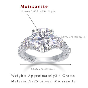 <span class=keywords><strong>Anello</strong></span> di Lusso con Moissanite Taglio Rotondo 5CT per Donne, <span class=keywords><strong>Argento</strong></span> Sterling S925 Placcato Oro 18K, Gioiello per Anniversario - Product Image 2
