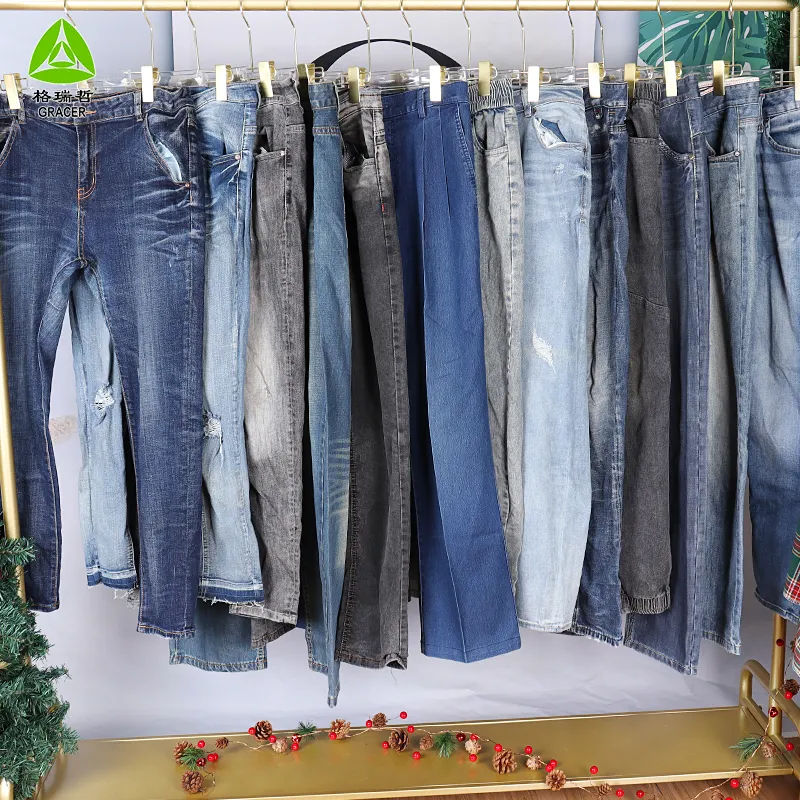 Vestiti usati In balle corea da uomo Jeans pantaloni moda di seconda mano vestiti di marca In contenitore