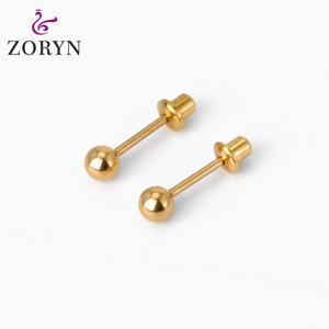 Boucles d'oreilles clous en acier inoxydable plaqué or 18 carats PVD, forme licorne, style minimaliste chic, résistantes au ternissement, bijoux de haute qualité pour femmes - Product Image 3