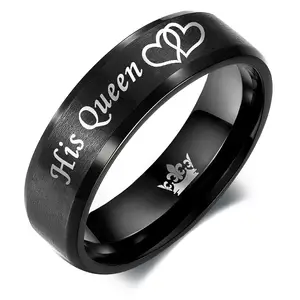Juego de anillos de pareja de acero inoxidable a precio barato de la mejor calidad para matrimonio