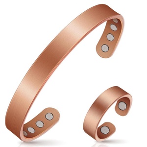 Junhong Jewelry Adjustable 99.9% Pure Copper <b>Bangle</b> Bracelets and Ring Jewelry <b>Sets</b> for Men and Balance Sleep - Product Image 1