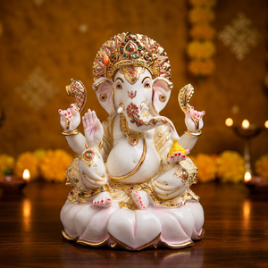 Estatua de Ganesha de Resina Hecha a Mano por Nirmala Handicrafts, Decoración Religiosa Tradicional para el Hogar, Ideal para Diwali/Bodas/Inauguración de Casas |   Mesa de Centro - Product Image 1