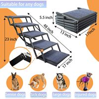 Rampe pliante pour chien réglable 5/6 marches, capacité de charge 250 lb, escalier antidérapant pour animaux de compagnie, pour grands chiens, voiture, camion, SUV, utilisation en extérieur