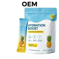 Poudre d'électrolytes pour adultes OEM/ODM en sachets, hydratation, nutrition sportive, 5 vitamines et 7 électrolytes, compatible Keto, sans OGM, sans sucre