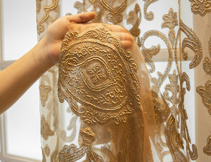 Sunny Dệt Bán Buôn Cao Cấp Sang Trọng Phong Cách Châu Âu Lớn Rỗng Biệt Thự Màu Cà Phê Rèm Cửa - Product Image 6