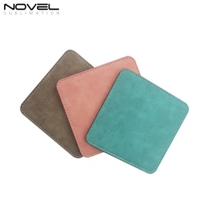 Sous-verres carrés en cuir PU coloré pour boissons, sous-verres vierges pour sublimation, imprimables, 10 cm * 10 cm - Product Image 4