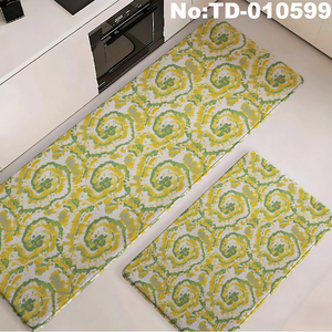 Set di Tappeti da <span class=keywords><strong>Cucina</strong></span> a Quadri <span class=keywords><strong>Arancione</strong></span>, Verde Acqua e Marrone, Tappeto Runner con Motivo a Griglia, Antiscivolo e Antifatica - Product Image 4