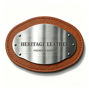 Placa Metálica Grabada con Remaches y Reverso de Cuero Texturizado, Etiqueta con Logotipo Personalizado para Productos de Cuero de Lujo - Product Image 5