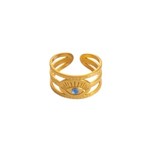 Bague en acier inoxydable de style européen et américain avec incrustation œil porte-bonheur, bijoux personnalisés multicouches, cadeau unisexe, bagues tendance - Product Image 5