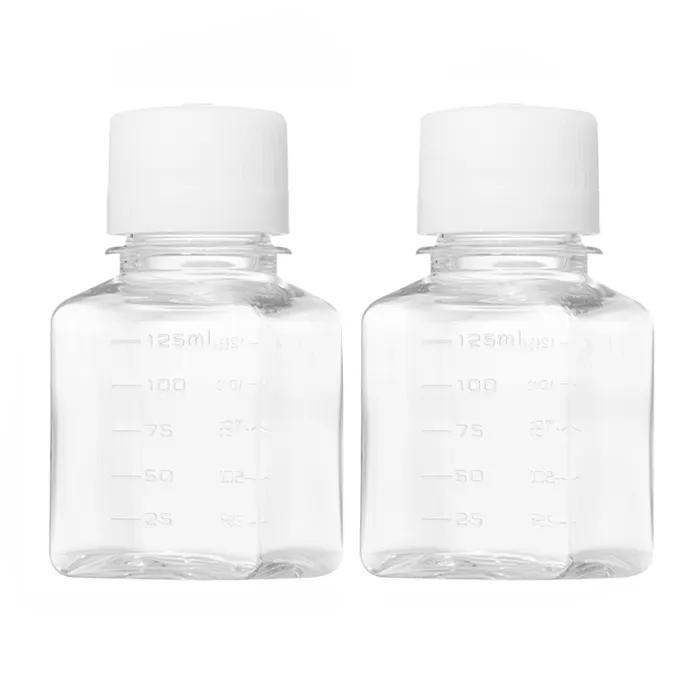 Garrafa quadrada para cultura de tecidos celulares PETG, garrafa plástica transparente para cultura de tecidos, 125mL, 250mL, 500mL, 1000mL