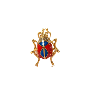Broches de Moda Chapados en Oro, Acero Inoxidable 316L, Diseño de Insecto, Detalle de Corona con Esmalte Rojo y Azul, Joyería para Mujer - Product Image 2
