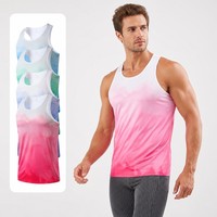 Canotta da Corsa Senza Maniche con Stampa Logo Personalizzata e Colore Sfumato, Abbigliamento Sportivo Premium per Maratona e Palestra, Servizio OEM, Design Personalizzato