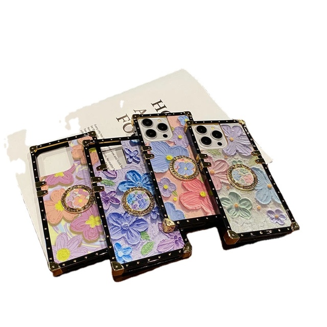 AilesTecca Luxury 3d Oil Painting Flower Fashion Phone Case for Iphone 15 Pro Max 13pro 14 for Apple 15 Korean Style