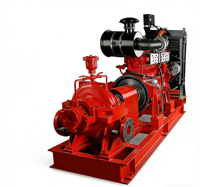 Pompe centrifuge horizontale à double aspiration haute pression 10/100 CV pour lutte contre l'incendie, à corps divisé, avec moteur diesel et électrique