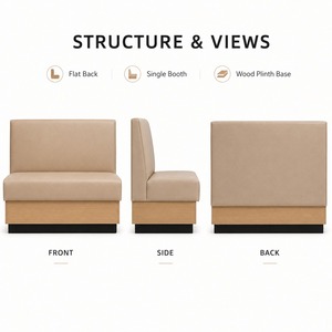 Asiento individual tapizado beige moderno para restaurante, sofá de café con respaldo plano y base de madera, mobiliario de comedor para hospitales en China. - Product Image 1